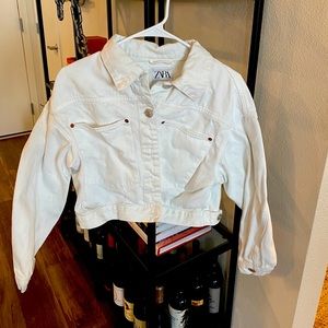 White Zara cropped jean Jacket